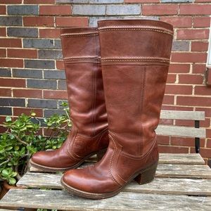 FRYE Jane Cognac Leather Riding Boots 8.5